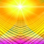 a gold star radiates outwards with v shaped lines creating a path in front of it evoking the path to the inner light