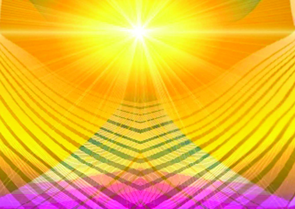 a gold star radiates outwards with v shaped lines creating a path in front of it evoking the path to the inner light